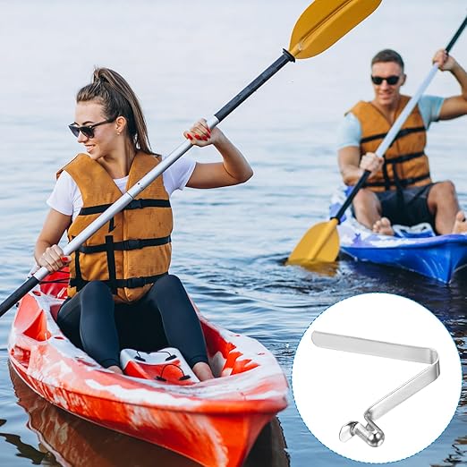 PATIKIL 6.5x4mm Kayak Paddle Snaps, 10 Pack Tent Pole Clips Steel V Shaped Single Pin Push Button Spring Clips Lock Tube Pole Clips for Camping Awning
