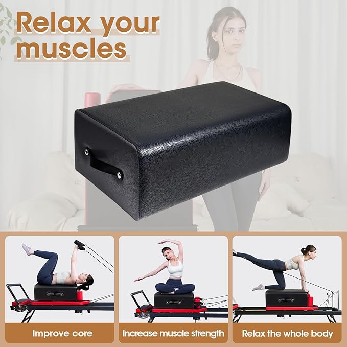 Pilates Sitting Box, Pilates Box for Home and Gym Use, Pilates Equipment Accessories, Pilates Reformer Box,Black