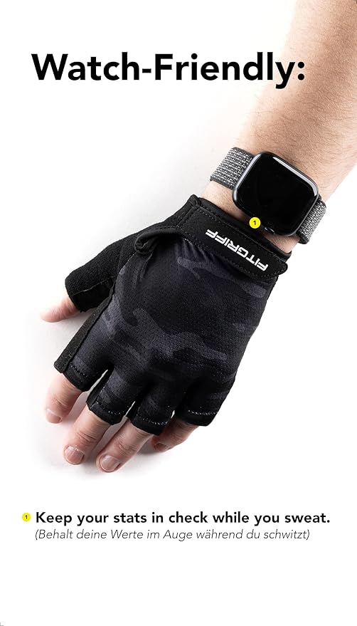 Fitgriff® Workout Gloves (Padded) for Men & Women - Fingerless Gym Gloves for Weight Lifting, Training - Full Palm Protection, Size : 7