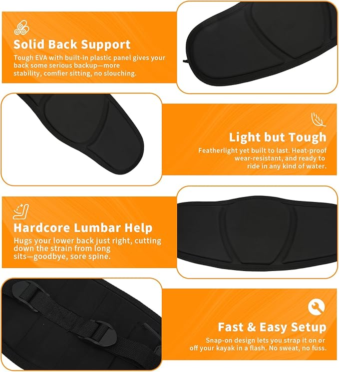 Kayak Seat Backrest Kayak Back Band Canoe Seat Back Rest Adjustable Backrest for Canoe Speedboat Kayaking Camping Hiking Tours