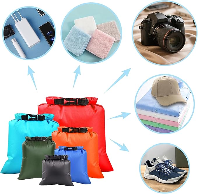 6PCS Dry Bags Waterproof, Lightweight Dry Bags for Kayaking Waterproof，Outdoor Waterproof Bag for Kayaking Hiking Boating Camping