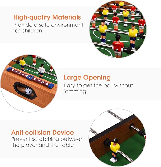 Giantex Multi Game Table - 2 in 1 Combo Mini Table Top w/ Soccer, Slide Hockey, Wood Foosball w/ Footballs - Perfect for Game Rooms, Arcades, Bars, Parties, Family Night