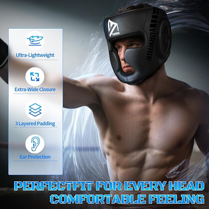 Boxing Headgear, MMA Training Sparring Safety Head Guard, Women Men Boxing Helmet for MMA Training, Sparring, Muay Thai, Martial Arts, Karate, Taekwondo