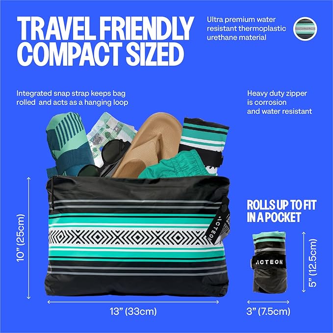 Acteon Wet Dry Bag, Large Travel Water-Resistant Swimsuit & Clothes Organizer, Foldable Pocket Sized Pool, Beach & Gym Bags, Fit for Bikini, Swim Workout Shoes & Towels, Toiletries, Dirty Laundry