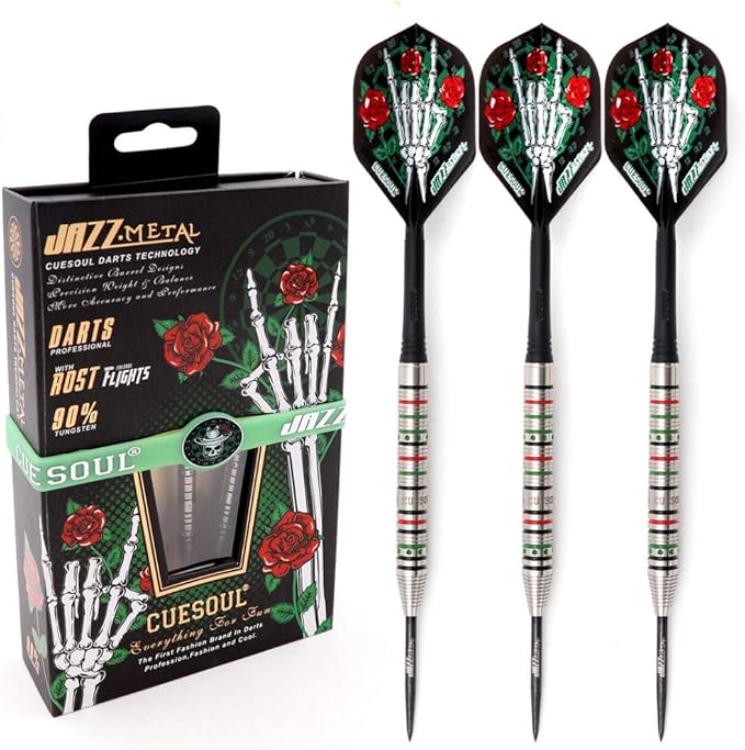 CUESOUL Jazz-Metal 21g/23g/25g 90% Tungsten Steel Tip Dart Set with Integrated Dart Shafts and Dart Flights