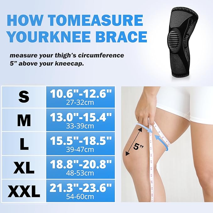 POWERLIX Knee Brace with Support and Pad for Pain Relief, Medical Knee Support, Compression Knee Sleeve for for Men & Women Knee Support for Running, Basketball, Volleyball