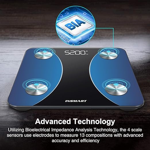 INSMART Smart Scale for Body Weight, Digital Bathroom Scale with BMI, Muscle Mass, Bluetooth Body Fat Scale,17 Body Composition Analyzer with Smart APP Sync Weight Scale, 400 lbs- Blue