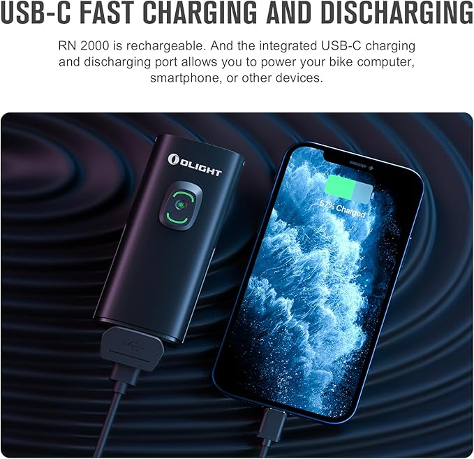 OLIGHT RN 2000 LED Rechargeable Bike Light, 2000 Lumens and 557ft Max Throw Waterproof Bicycle Headlight with Spot&Flood Beams, Remote Control, Type-C and Smart Sensor, for Mountain and Urban Riding