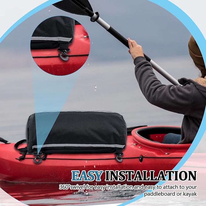 Abbylike Paddleboard Storage bag 15.4'' x 11.4'' Waterproof Deck Bag Oxford Cloth Deck Cooler Pouch with Reflective Strip Swivel Hook Zipper Paddle Board Accessories for Summer Kayak Surfboard