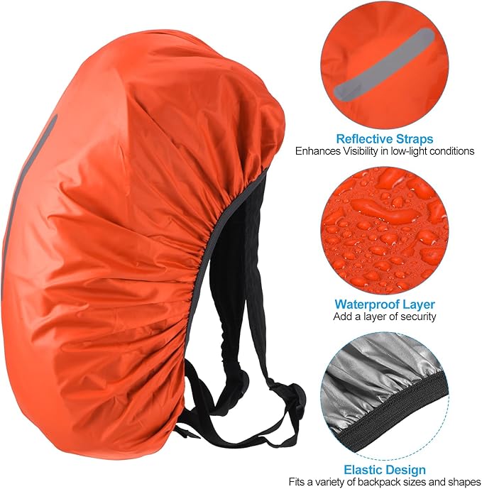 PATIKIL Waterproof Backpack Rain Cover, Non-Slip Backpack Cover with Vertical Reflective Strap Stay Dry for Hiking, Camping, Hunting