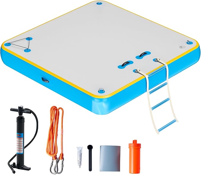 Specraft Inflatable Floating Dock, Non-Slip Air Dock Platform loating Island Raft with Rope Ladder for Pool Lake Beach Ocean