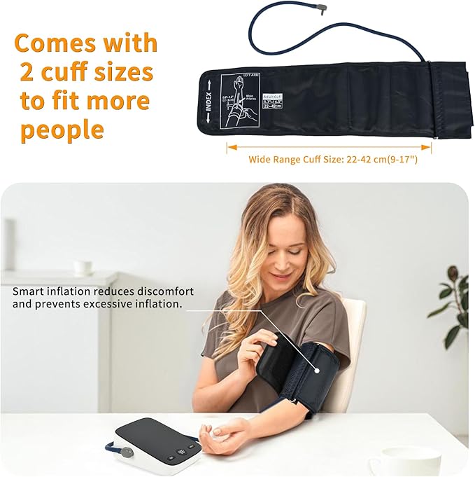 Blood Pressure Monitor, Automatic Upper Arm Blood Pressure Machine with 2x120 Readout, 9 to 17 Inch Adjustable Large Cuff 5 Inch Backlit Large Screen, Arrhythmia and Home Hypertension Detector