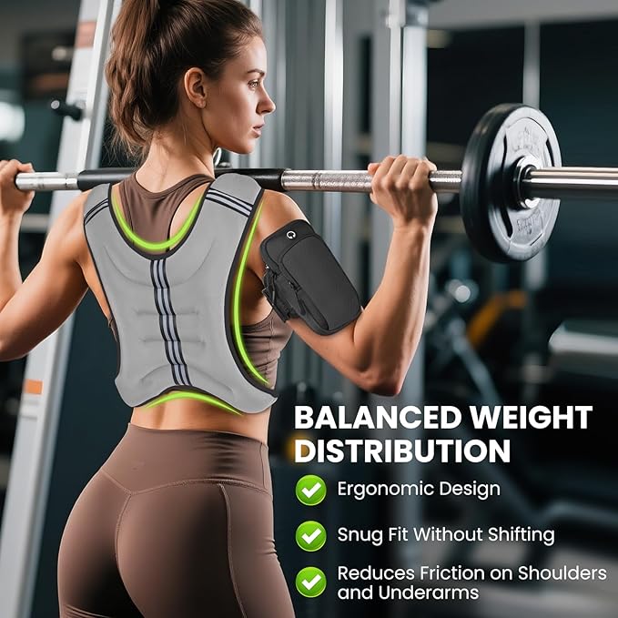 GEEBOBO Weighted Vest for Women Men, 8lb/12lb/16lb/20lb/25lb/30lb Weighted Vest Woman Adjustable Weights for Walking, Strength Training, Running, Muscle Building