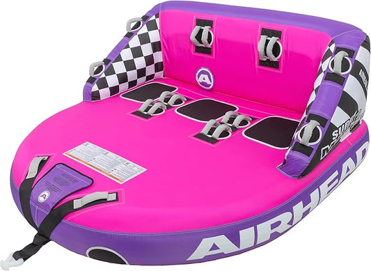 Airhead Mable Inflatable Towable Tube, 1-4 Rider Models, Dual Tow Points, Full Nylon Cover, EVA Foam Pads, Patented Speed Valve, Boat Tubes and Towables