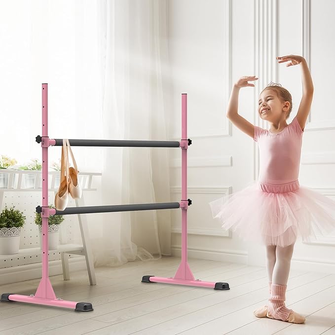 Dolibest Freestanding Ballet Bar, Height Adjustable Ballet Bar, Heavy Duty Dance Bar, with Non-Slip Rubber Pads, Enhanced Stability, Dance/Yoga/Fitness Stretching Bar, Ideal for Kids and Adults