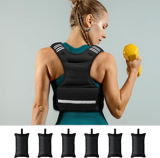 Feyachi Adjustable Weighted Vest - 3-12 lbs/12-20 lbs/20-32 lbs X Type Weight Vest with Reflective Stripe Ideal for Running Workout and Training