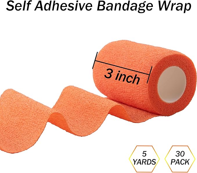 BQTQ 30 Rolls Self Adherent Wrap 3 Inch Self Adhesive Bandages Wrap Tape Stretch Bandage Self Stick Bandage Wraps for Wrist Ankle Swelling Sprains(15 Colors)