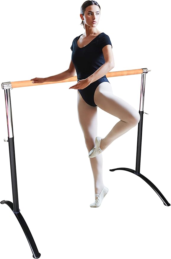 Ballet Barre Portable for Home or Studio, Height Adjustable Bar for Stretch, Pilates, Dance or Active Workouts, Single or Double Bar, Kids and Adults