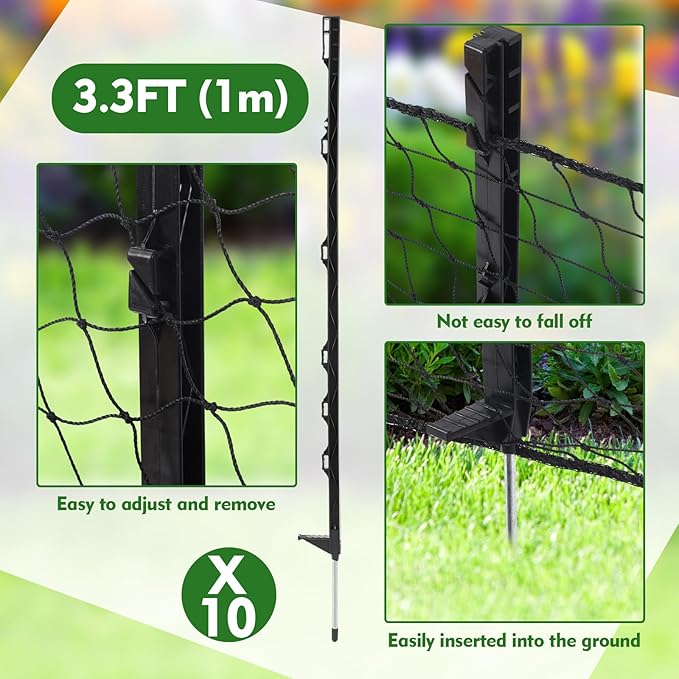 Cricket Ball Stop Net Backstop 66ft x 3ft Post and Net Package for Backyard Heavy Duty Removable Barrier Defensive Netting for Outdoor Yard Dog Fence
