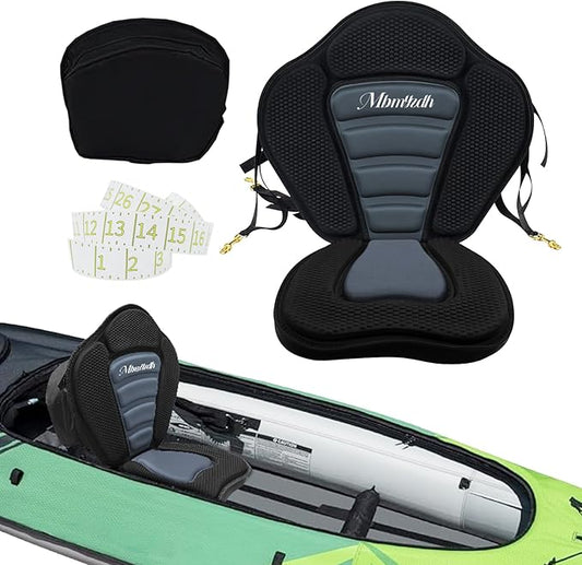 Deluxe Padded Kayak Seats - Premium Shockproof Seats with Back Support for Kayaking, Canoeing, Fishing, Paddle Boarding - Comfort, Versatility and Extra Storage