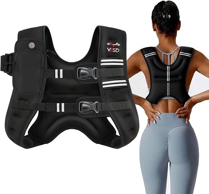 VBSD Weighted Vest Woman 6lb/8lb/12lb/16lb/20lb/25lb/30lb Weight Vest for Women Men Body Weight Vests for Walking Strength Training Running Workout Jogging Fitness