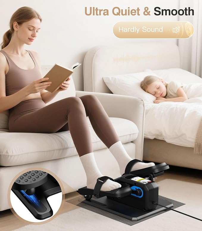 Under Desk Elliptical Machine,Ellipse Leg Exerciser Electric with Remoter,12 Manual Adjustable Speed and 3 Automatic Speed,Portable Seated Pedal Exerciser for Seniors,Adults,Home,Office, Black