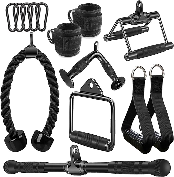 Cable Attachments for Gym, Cable Machine Attachment Set, LAT Pulldown Attachments, Cable Machine Accessories, Tricep Pull Down Attachment, Home Gym Accessories