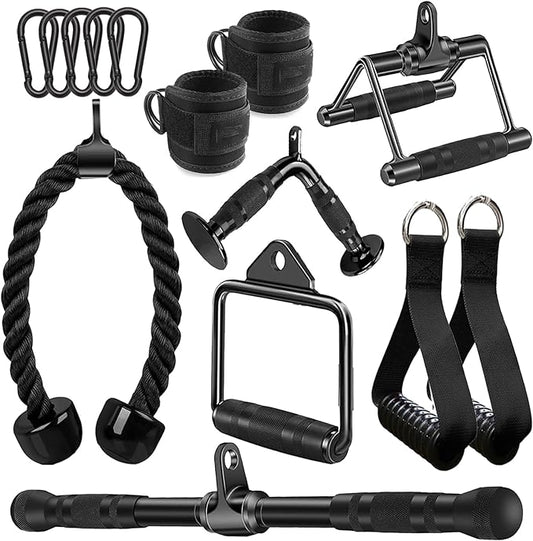 Cable Attachments for Gym, Cable Machine Attachment Set, LAT Pulldown Attachments, Cable Machine Accessories, Tricep Pull Down Attachment, Home Gym Accessories