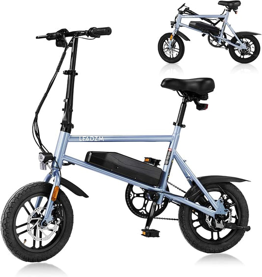 Winado Electric Bike for Adults, 14" Folding Electric Bicycle 450W Motor with Dual Disc Brakes, Max Range 25Miles(Pedal-Assist) & Speed 15.5MPH, Foldable Commuter City Ebike for Adults/Teens