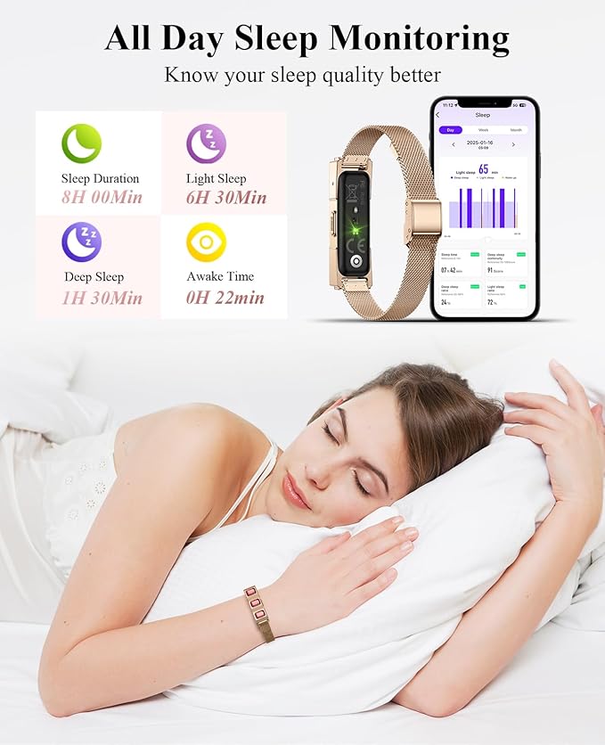 Smart Bracelet, Wearable Activity & Fitness Tracker Band, 24/7 Sleep Tracker, All-Day Continuous Heart Rate Blood Pressure Stress HRV Monitor, 170+ Sport Modes Smart Wristband with 2 Bands, Free APP
