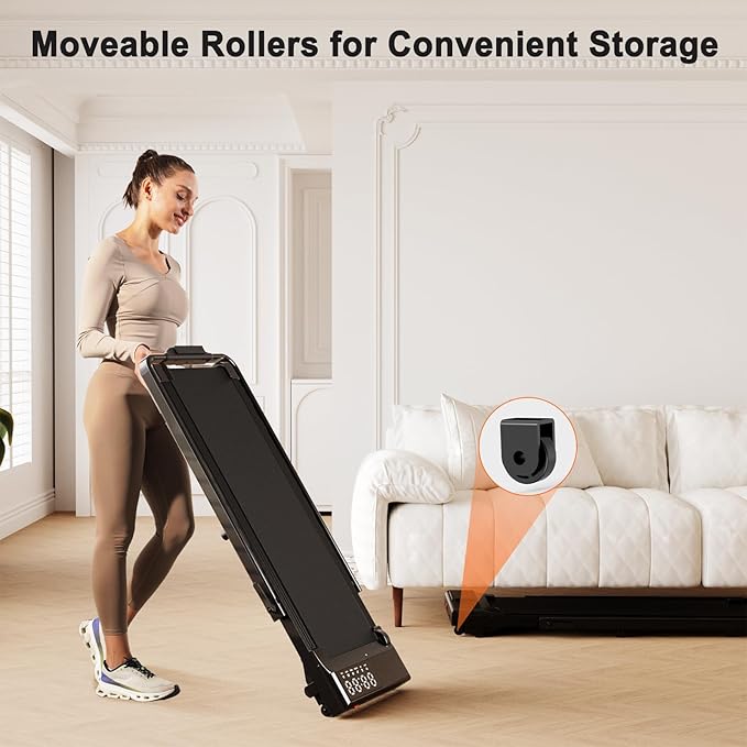 Walking Pad Treadmill with Handle Bar 3-in-1 Foldable Treadmills for Small Space 300 LBS Capacity, 3.0HP Portable Under Desk Treadmill for Home Office with LED Display Remote APP Control