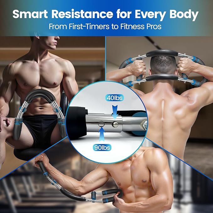 Twister Arm Trainer - Adjustable Resistance Arm & Chest Exerciser, Portable Forearm Strengthener with Detachable Design, Power Twister Bar for Home Gym, Outdoor & Office Workout