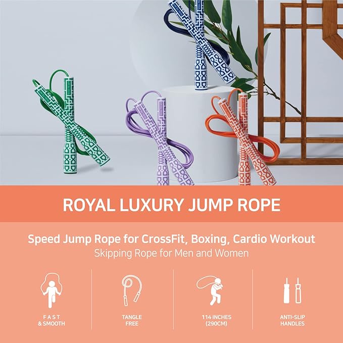 Skipping Jump Rope for Fitness Workout - Light Weight, Adjustable, Tangle Free, Excellent line control for Cardio Boxing, CrossFit, Training Exercise All Ages and Gender ( Special Luxury, KA-220, Made in Korea)