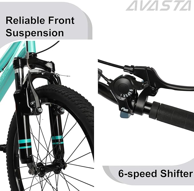 AVASTA Govet 20'' Kids Mountain Bike for 6-12 Years Old Boys Girls with Suspension Fork, 6 Speeds Drivetrain, Multiple Colors