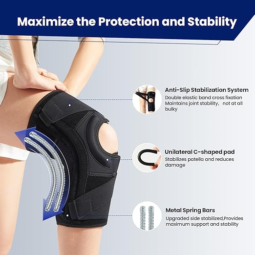 Galvaran Knee Brace for Meniscus Tear:Adjustable Knee Support for Maximum Knee Pain,Side Stabilizers for Injury or Surgery Recovery - Men and Women