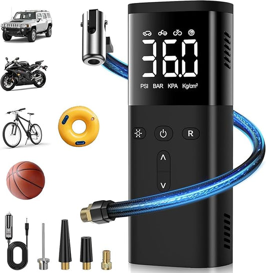 Tire Inflator Portable Air Compressor, 150PSI Auto Air Pump for Car Tires, Auto Tire Pump for Car Tires, Motorcycle, Bicycle, Electric Pump with LED Light & Digital Pressure Gauge
