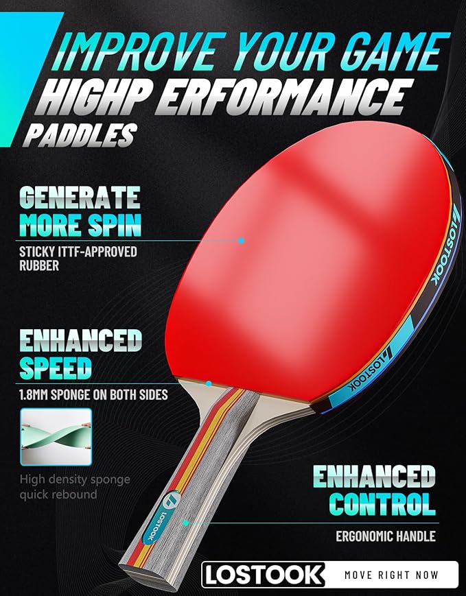 Professional Ping Pong Paddles Set of 2/4 with Table Tennis Rackets and 3 Star Balls, Portable Ping Pong Table Net with Clamps for Any Table, Home/Outdoor Games