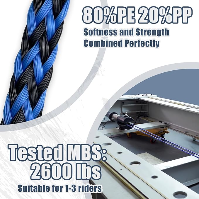 Boat Tow Rope 60ft 3-6K, Floating Ropes for Towable Tubes，Watersport Accessories