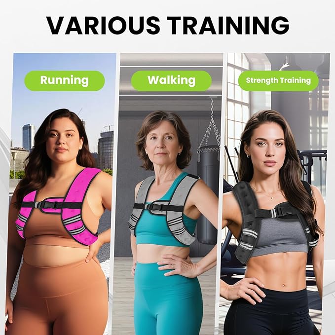 GEEBOBO Weighted Vest for Women Men, 8lb/12lb/16lb/20lb/25lb/30lb Weighted Vest Woman Adjustable Weights for Walking, Strength Training, Running, Muscle Building