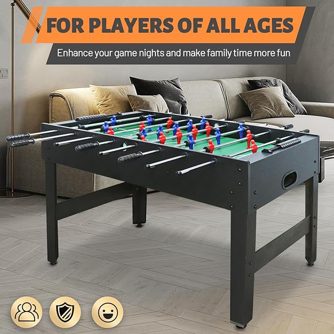 Seydrey 55-Inch Competition Foosball Table, Black, with Chrome-Plated Steel Rods