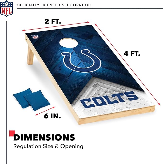 Wild Sports NFL Football 2' x 4' Regulation Size Solid Wood Cornhole Set with Direct Print HD Team Graphics Great Gift for Any Football Fan! Bean Bag Toss Family Outdoor Game