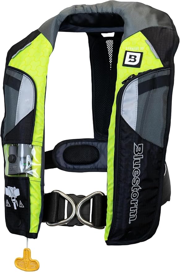 BLUESTORM Stratus 35 Inflatable Life Jacket PFD for Adults | US Coast Guard (USCG) Approved Automatic Self Inflating Life Vest Preserver with Manual Ripcord