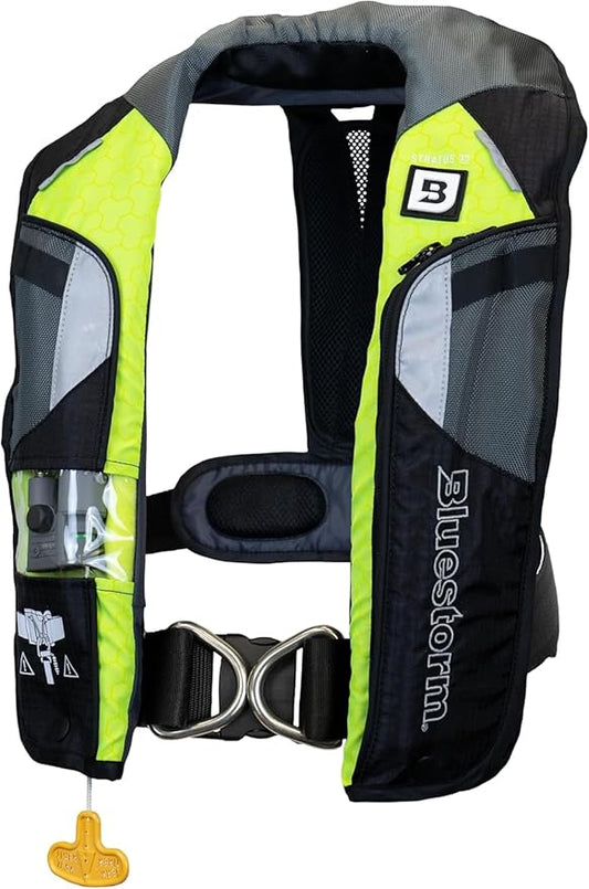 BLUESTORM Stratus 35 Inflatable Life Jacket PFD for Adults | US Coast Guard (USCG) Approved Automatic Self Inflating Life Vest Preserver with Manual Ripcord
