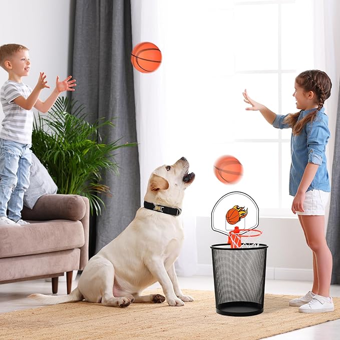 Honoson 3 Sets Indoor Trash Can Basketball Game Set Includes 3 Mini Clip on Basketball Hoop with Backboard 6 Inflatable Ball 3 Pump Kid Adult Office Decompression Toy Birthday Gift (Vibrant)