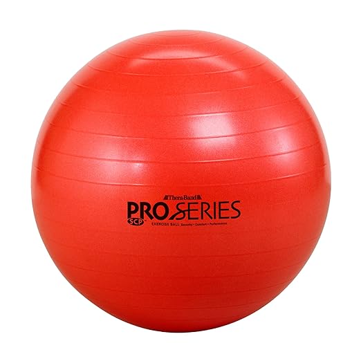 THERABAND Pro Series Exercise Ball, 22" Red Stability Trainer for 5'1"–5'6" Users, Anti-Burst Yoga & Pilates Ball, Balance & Core Trainer, For Athletes Fitness at Gym & Home