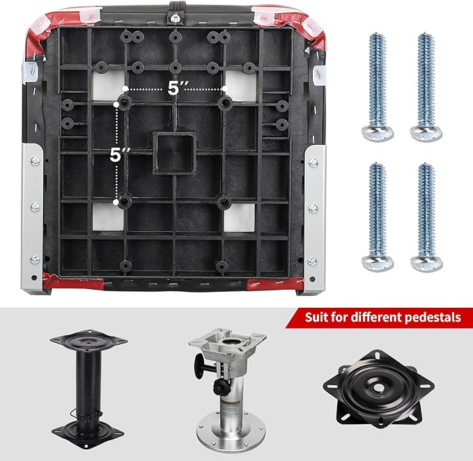 Two Tone Low Back Folding Boat Seat,Black/Red