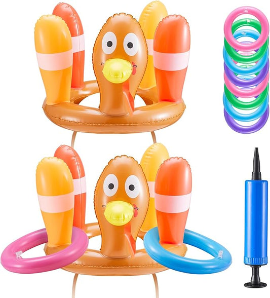 2 Sets Inflatable Ring Toss Game, Holiday Party Games for Kids Adults, Yard Game, Ring Hook Game for Family Party, Indoor Outdoor Games