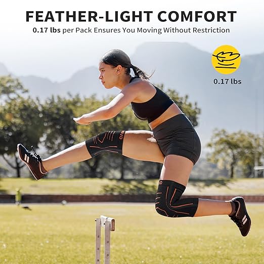 CAMBIVO Knee Brace for Women and Men with Side Stabilizer 2 Pack, Lightweight Knee Compression Sleeves for Knee Pain Relief, Knee Sleeves for Running, Workout and Daily Activities (Black, Large)