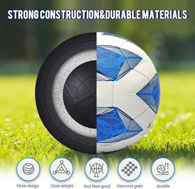 Soft PU Leather Soccer Ball, Indoor Outdoor Team Sports, Training Practicing Game Match Soccer Ball Gift for Adult Youth, 1pcs