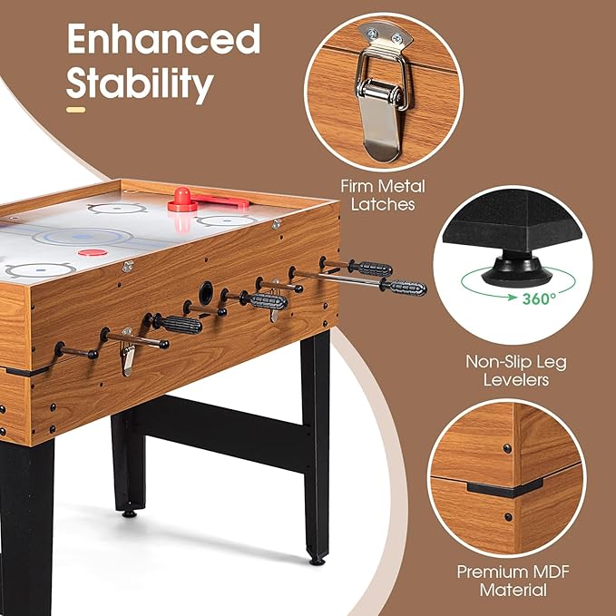 KOTEK Multi Game Table, 3 in 1 Gaming Table w/Foosball, Billiard & Slide Hockey, Combo Game Table for Home, Game Room, Bars, Party, Family Night